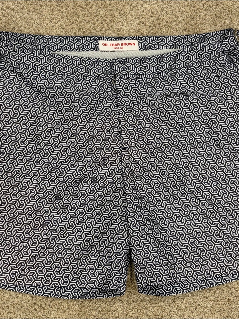 Orlebar Brown Black & White Geometric Swim Shorts
